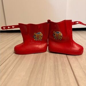Vintage Muppet's Inc Sesame Street Youth Red Rubber Galoshes Rain Boots SZ 9-10
